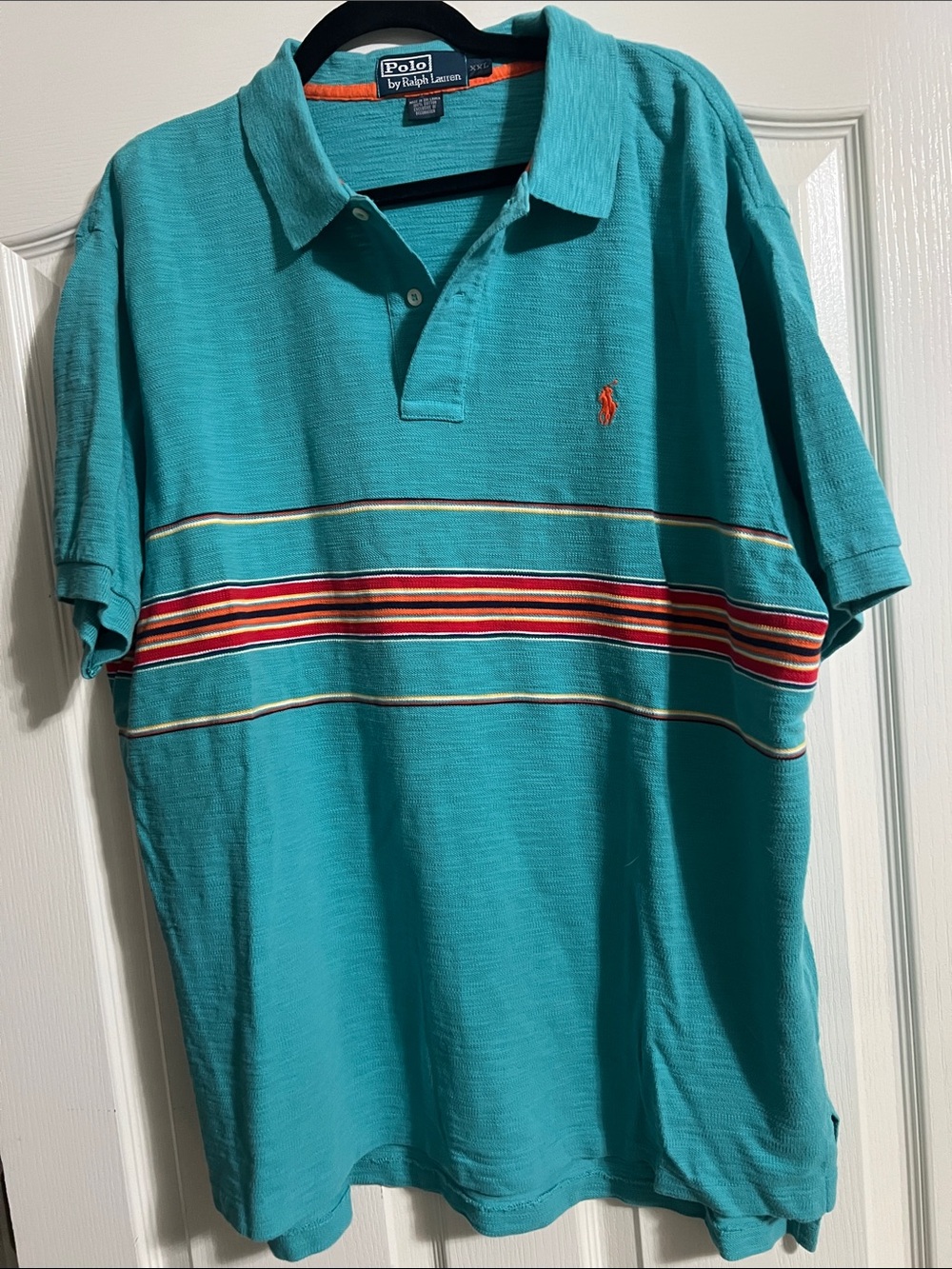 Polo by Ralph Lauren Teal Polo with Red & White Striped Chest
